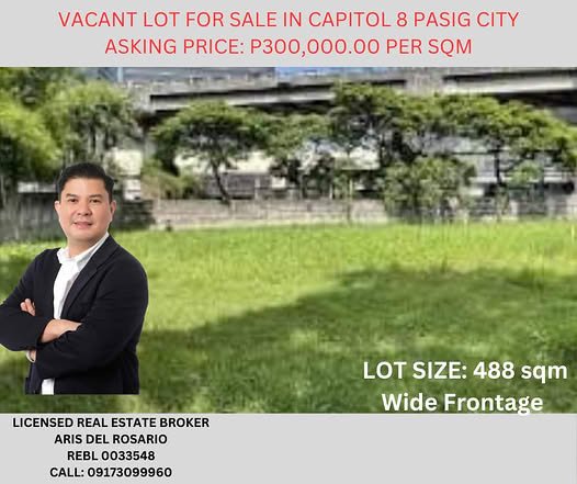 488 sqm Vacant Lot for Sale in Capitol 8 Subdivision, Pasig City